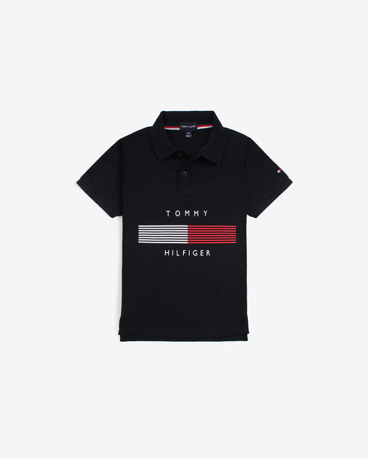 Kids Tommy Lined Polo - Black