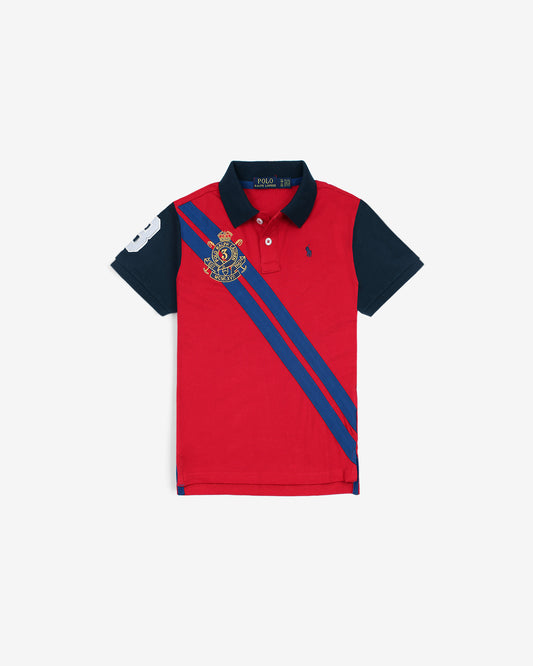 Premium R/L Kids Stripe Motive Polo - Red