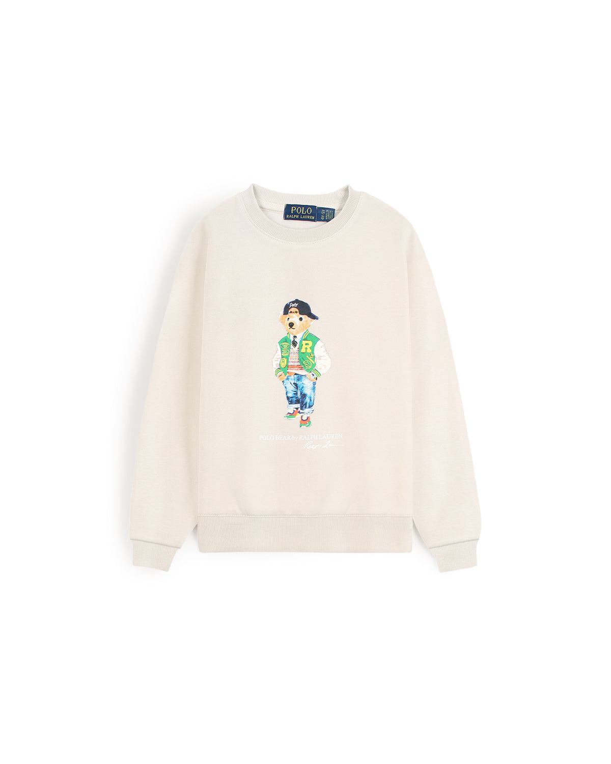 Kids Iconic Green Bear Sweat - Off White