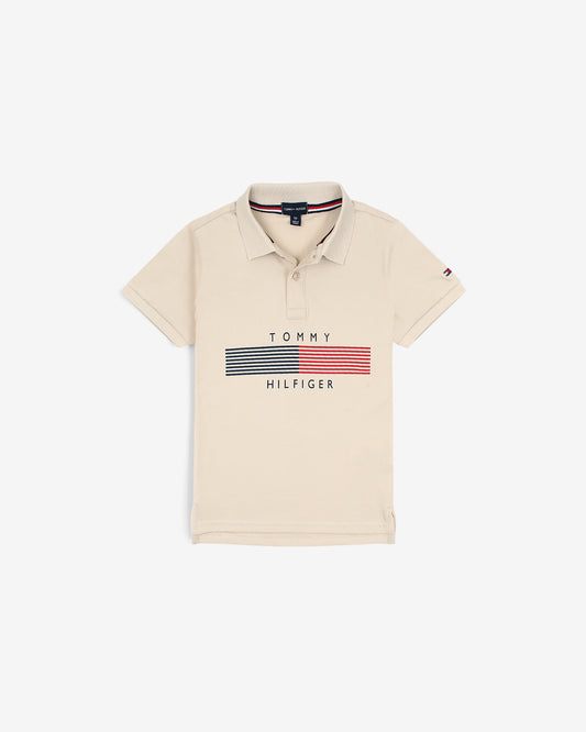 Kids Tommy Lined Polo - Off White