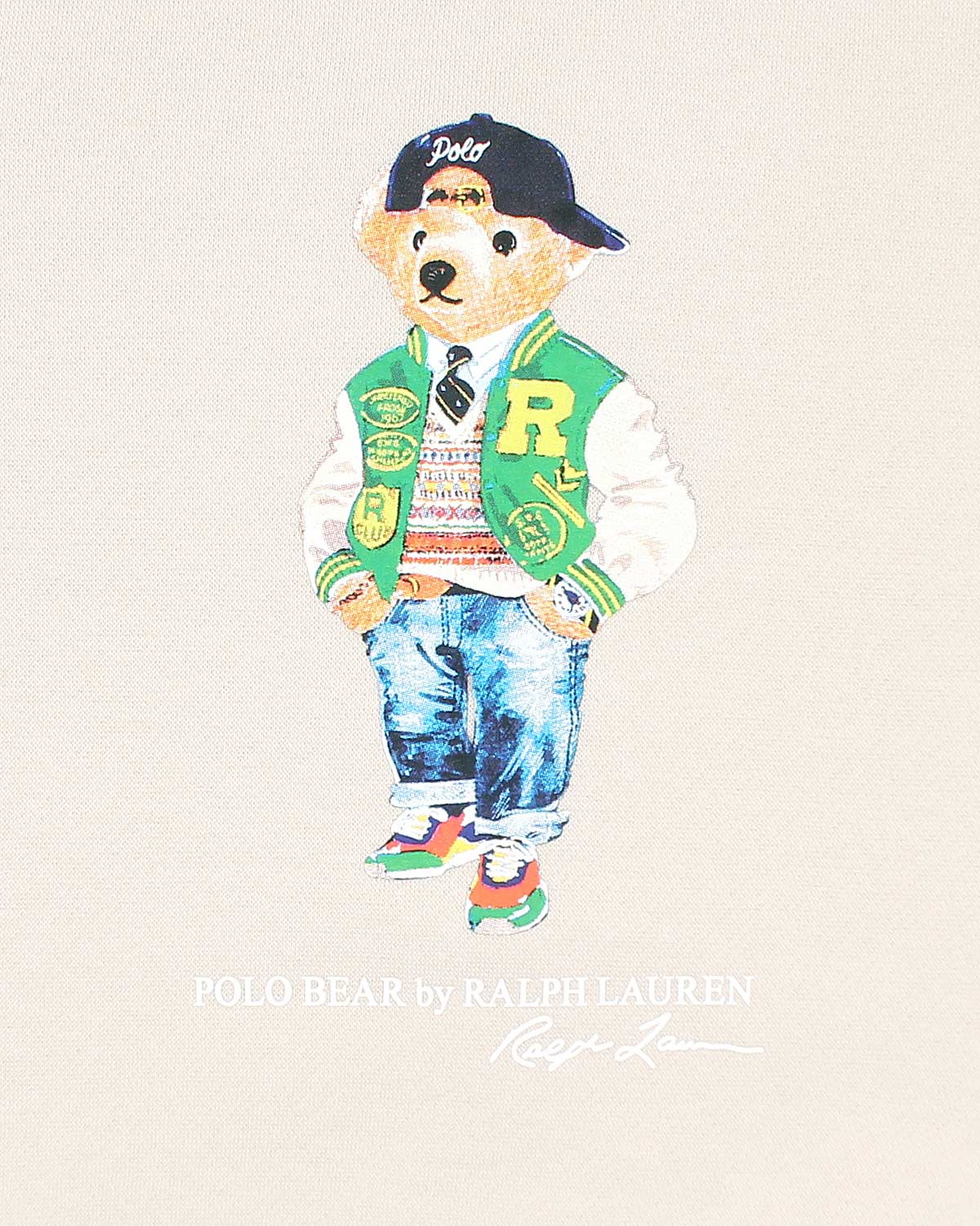 Kids Iconic Green Bear Sweat - Off White